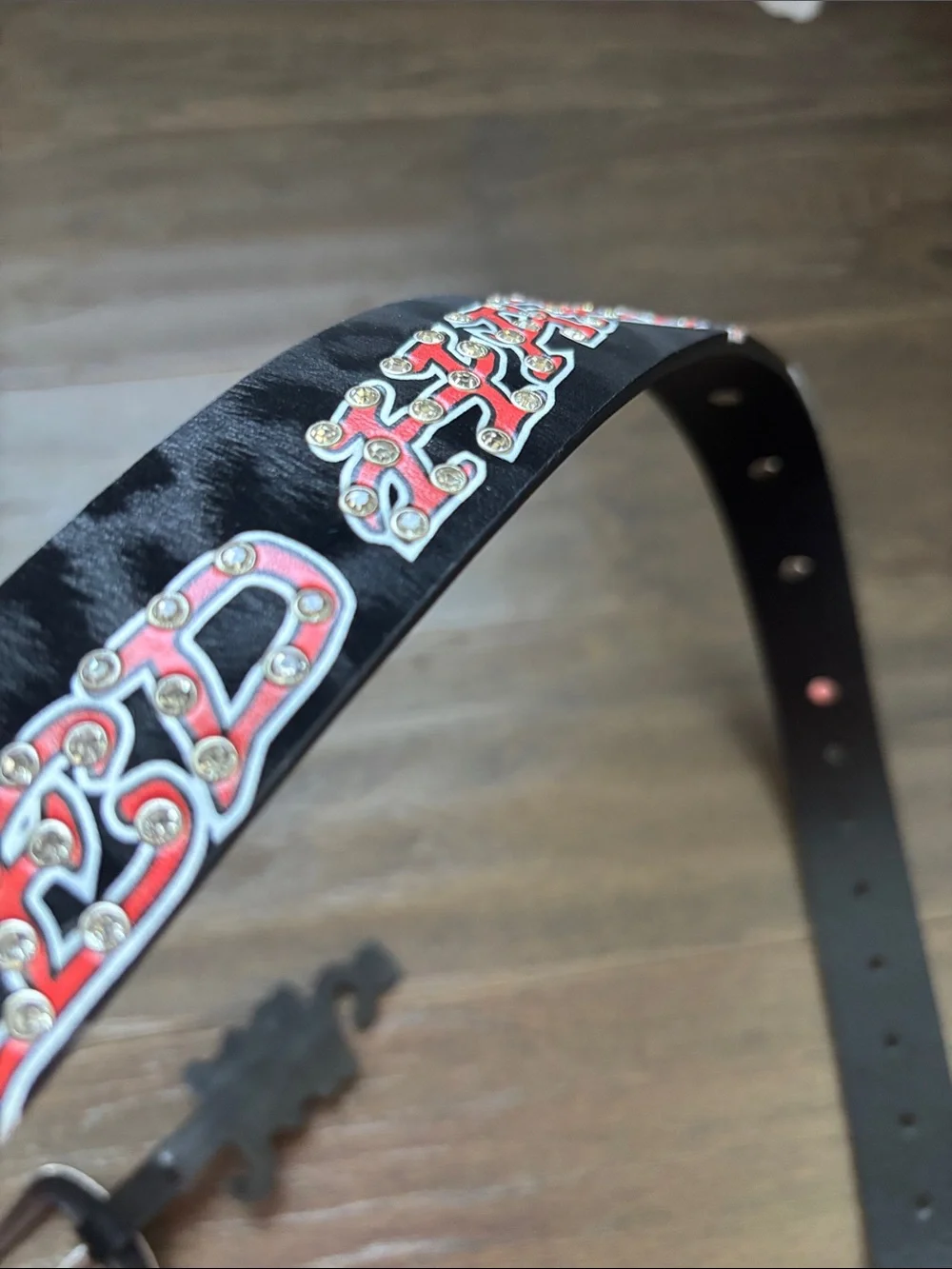 Ed Hardey Manmade Material belt, For The World, X1-04,studs,velvet feel,Tiger